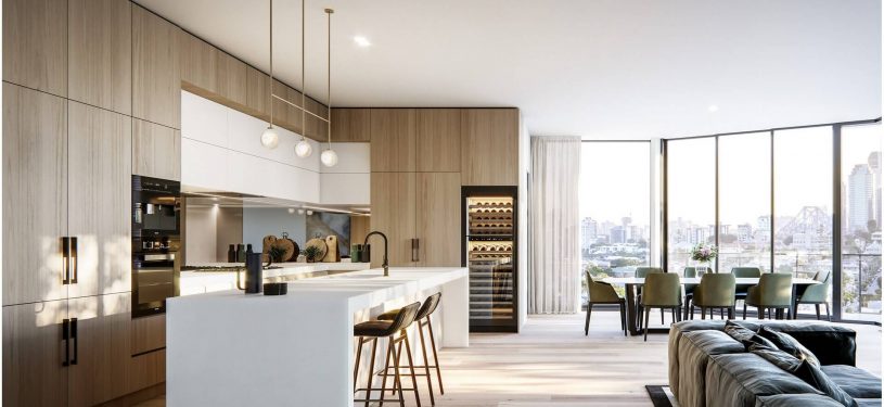 3D Immobilien Visualisierung Küche Wohnzimmer